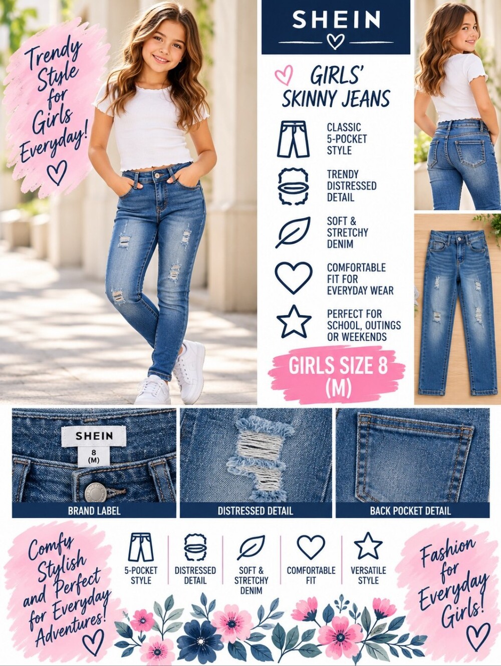 Shein girls size 8 skinny denim jeans #35